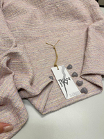 Костюмно-плательный смесовый твид букле (Alta Moda, 42%хлопок/30%полиэстер/14%акрил/11%полиамид/1%вискоза/1%лен/1%другие волокна, Нежно-розовая гамма с сиреневым и легким золотым люрексом, 135, 336 гр/м2)