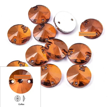 Стразы пришивные, Rivoli, Coffee (A3), 16mm, (32 ea/pkg), (F2)