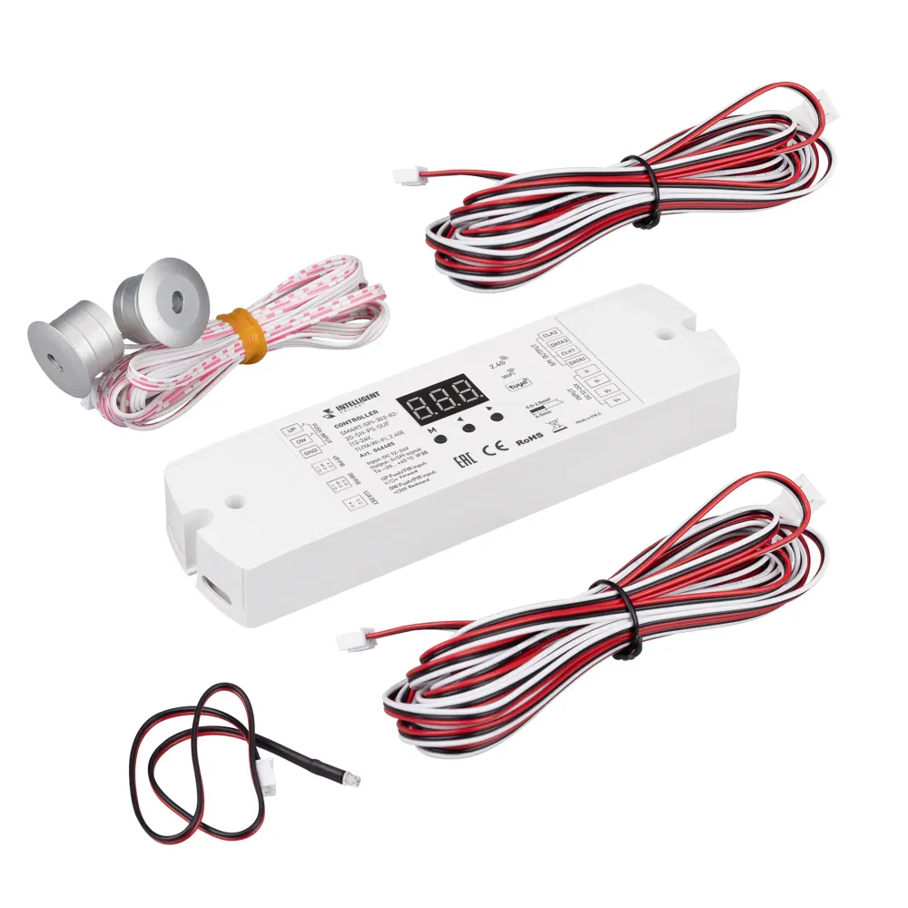 INTELLIGENT ARLIGHT Контроллер лестничный SMART-SPI-302-82-2G-SH-PS-SUF (12-24V, TUYA Wi-Fi, 2.4G) (IARL, IP20 Пластик, 5 лет)