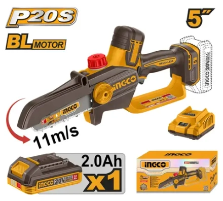 Аккумуляторная цепная мини пила INGCO CGSLI20561 INDUSTRIAL 20 В 5" 1х2Ач