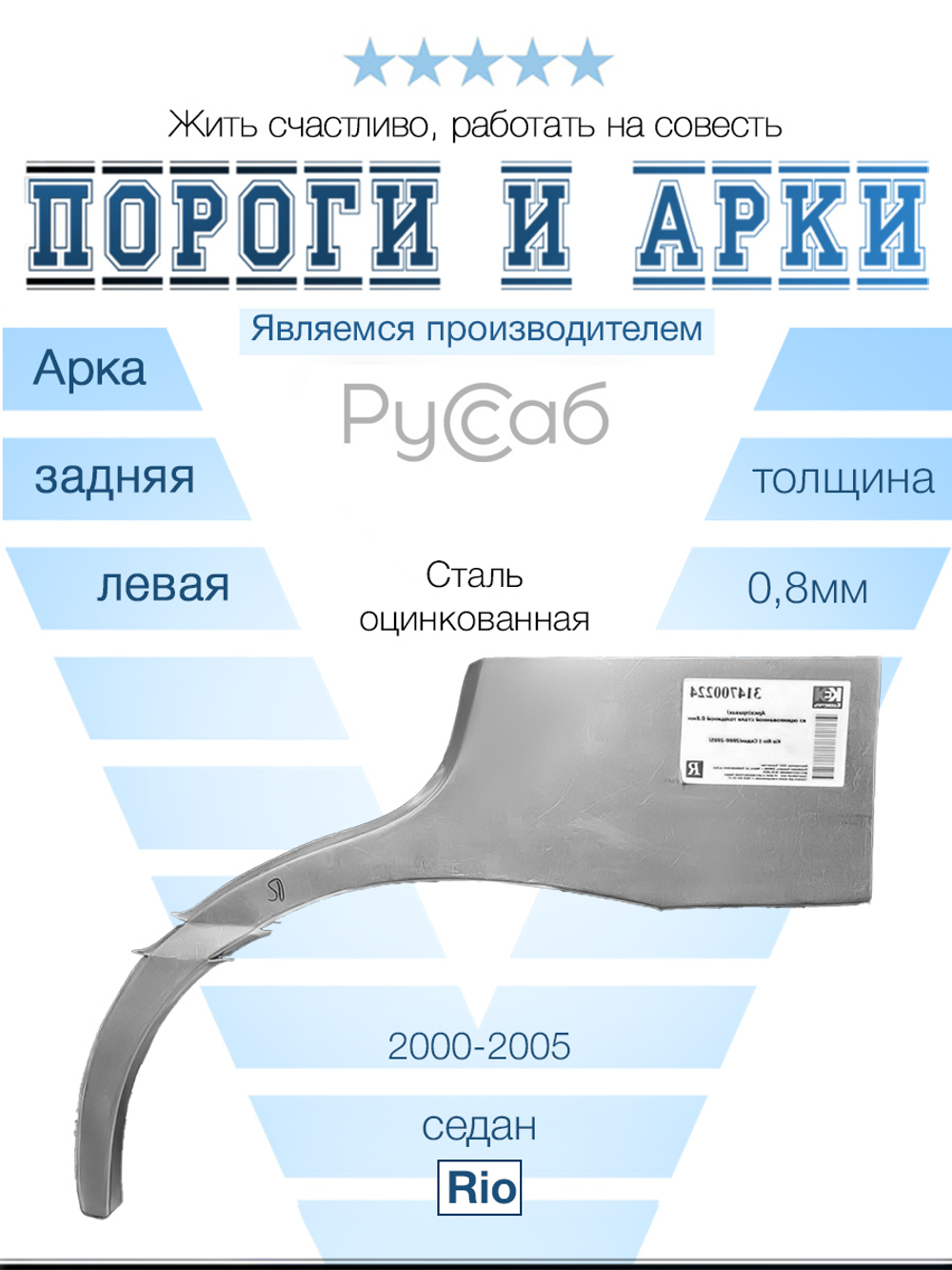 Арка левая Kia Rio седан 2000-2005