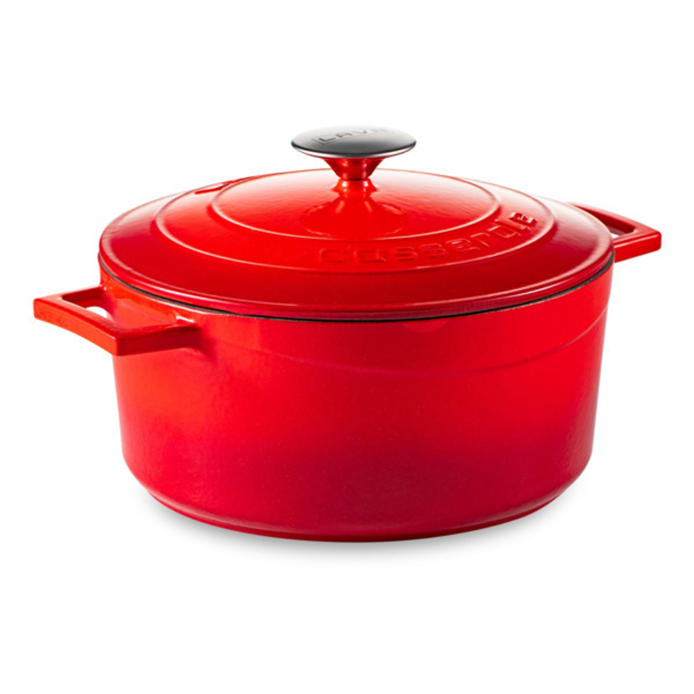 Кастрюля с крышкой LAVA 24см 4.5 л красная