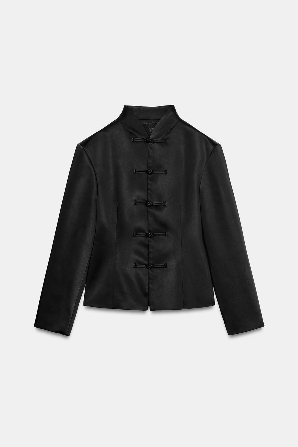 ZARA АТЛАСНАЯ КУРТКА С ЗАСТЕЖКАМИ-ТОГГЛ, ЧЕРНЫЙ