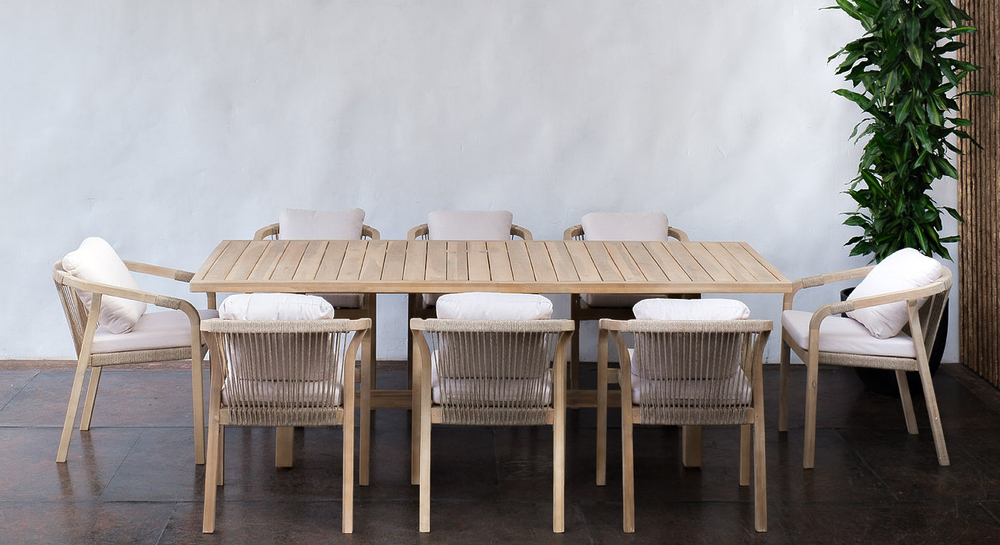 Обеденная группа из акации Joygarden РИМИНИ L, Light Teak, бежевый