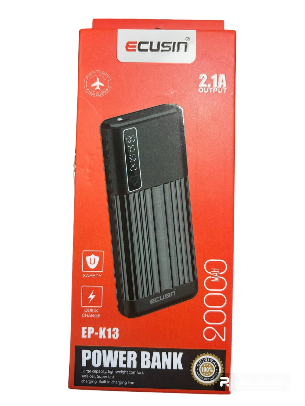 Внешний аккумулятор (Power bank) 3 USB Ecusin  20000 mAh  с фонариком