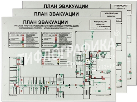 План эвакуации 300х400 мм, фотолюминесцентный, ПВХ 3 мм