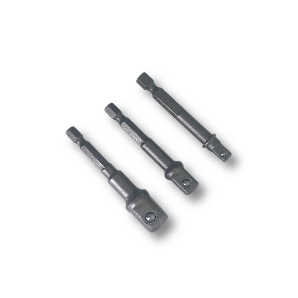Набор переходников (адаптеров) шестигранник 1/4" на квадрат 1/4", 3/8", 1/2"