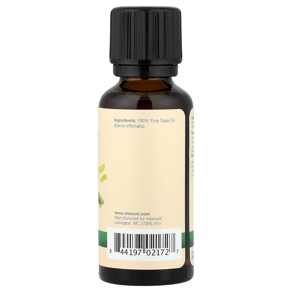 Vitacost, 100% чистое масло шалфея, 30 мл (1 жидк. унция)