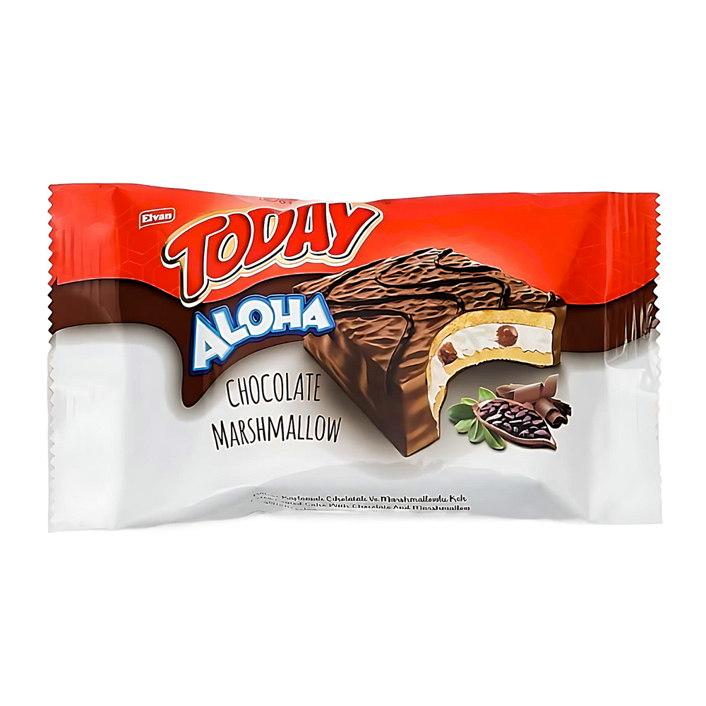 Пирожное с маршмеллоу в глазури со вкусом шоколада Elvan Today Aloha Chocolate Marshmallow 40 г
