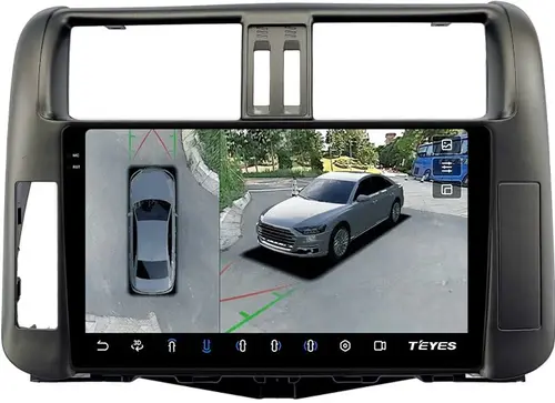 Магнитола для Toyota Land Cruiser Prado 150 2009-2013 (рамка графит) - Teyes CC3-2K-360 на Android 10, Быстрая, 2K QLED, CarPlay, 4G SIM-слот, 4 камеры в комплекте