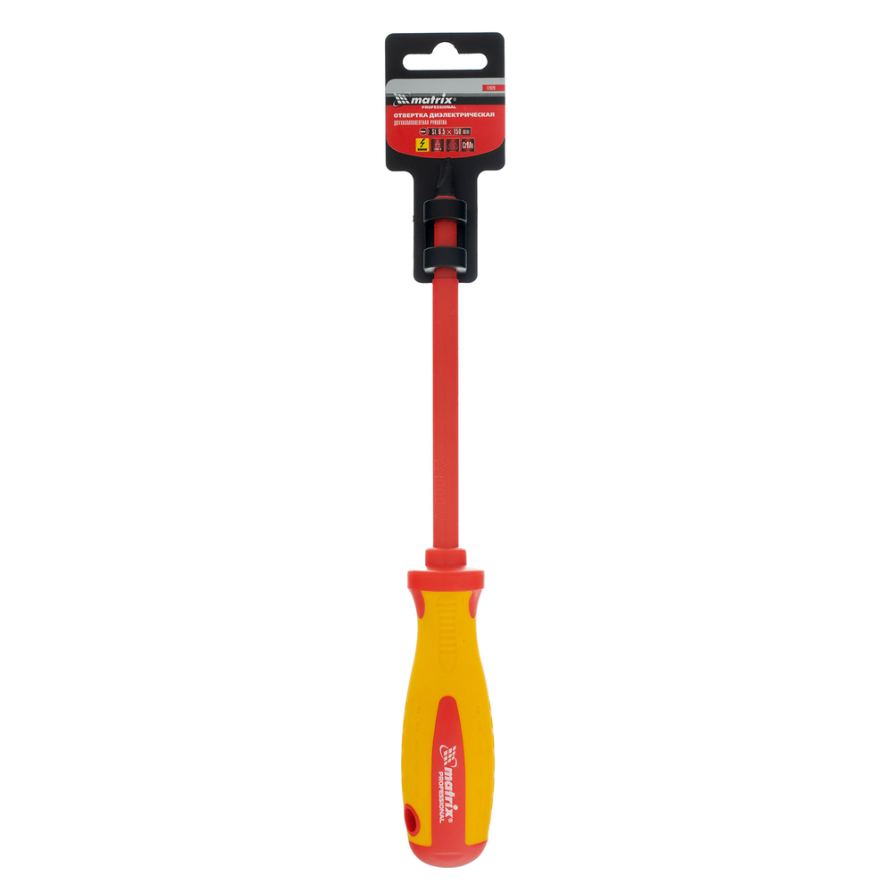 Отвертка Insulated, SL6.5 x 150 мм, CrMo, до 1000 В, двухкомпонентная рукоятка Matrix Professional