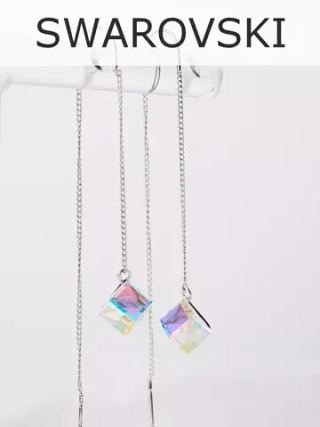 Серьги-протяжки Миражи с кристаллами-хамелеонами Swarovski
