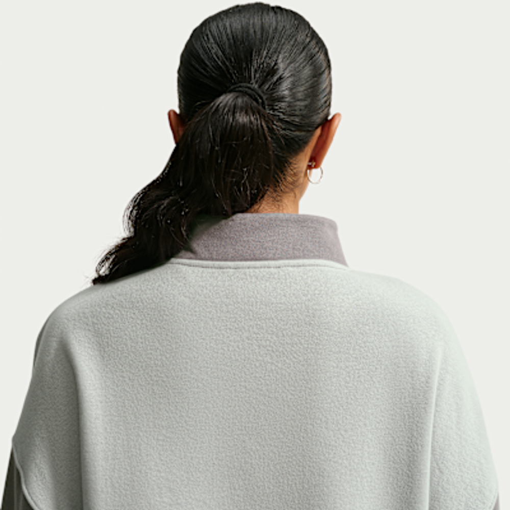 Nike Studio Fleece Medium Weight Укороченный женский топ свободного кроя с молнией до середины груди JF6669 - Nike