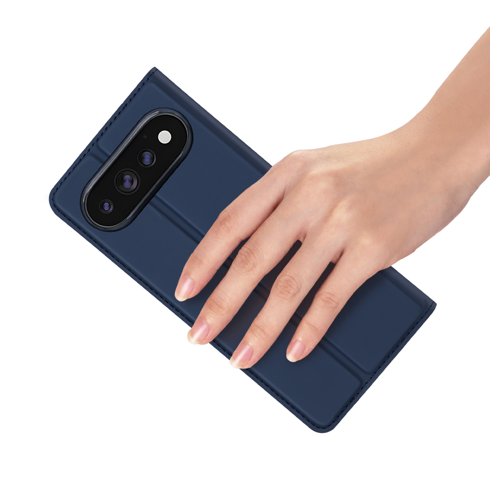 Чехол книжка из кожи синего цвета для Google Pixel 11 Pro XL, серия Skin Pro Series от Dux Ducis
