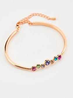 Жесткий браслет Эльза с разноцветными камнями Swarovski
