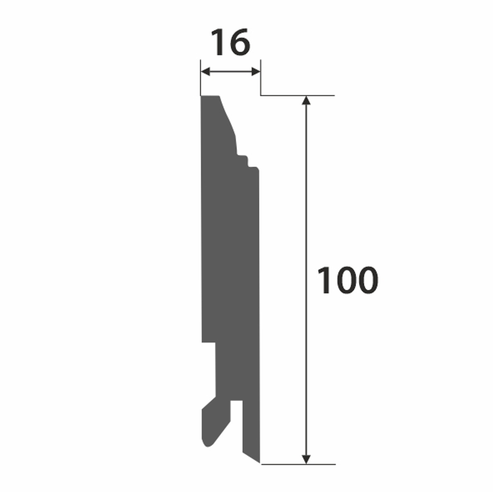 Плинтус МДФ ламинированный Лука Пл 100-4МДФ.2400.24016 белый 16x100х2400 мм