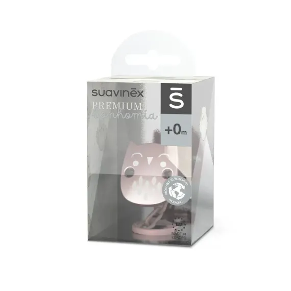 Клипса с цепочкой Suavinex Owl для крепления соски-пустышки к одежде Розовый