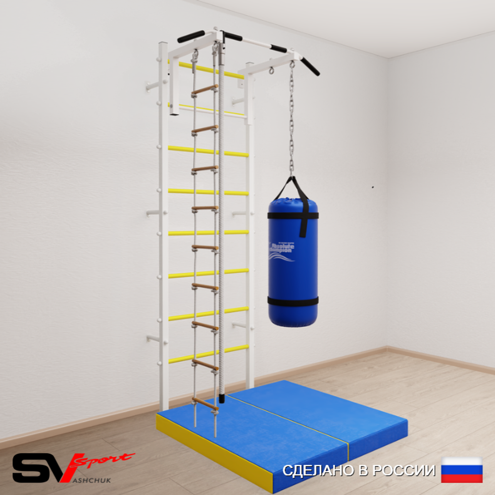 Шведская стенка Sv Sport 5145 (Турник стандарт/Канат/Лестница/Цепь/Мешок 15кг/Мат 1м)