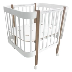 Кровать детская Indigo Italiano Baby продольный маятник на колесах белый-натуральный