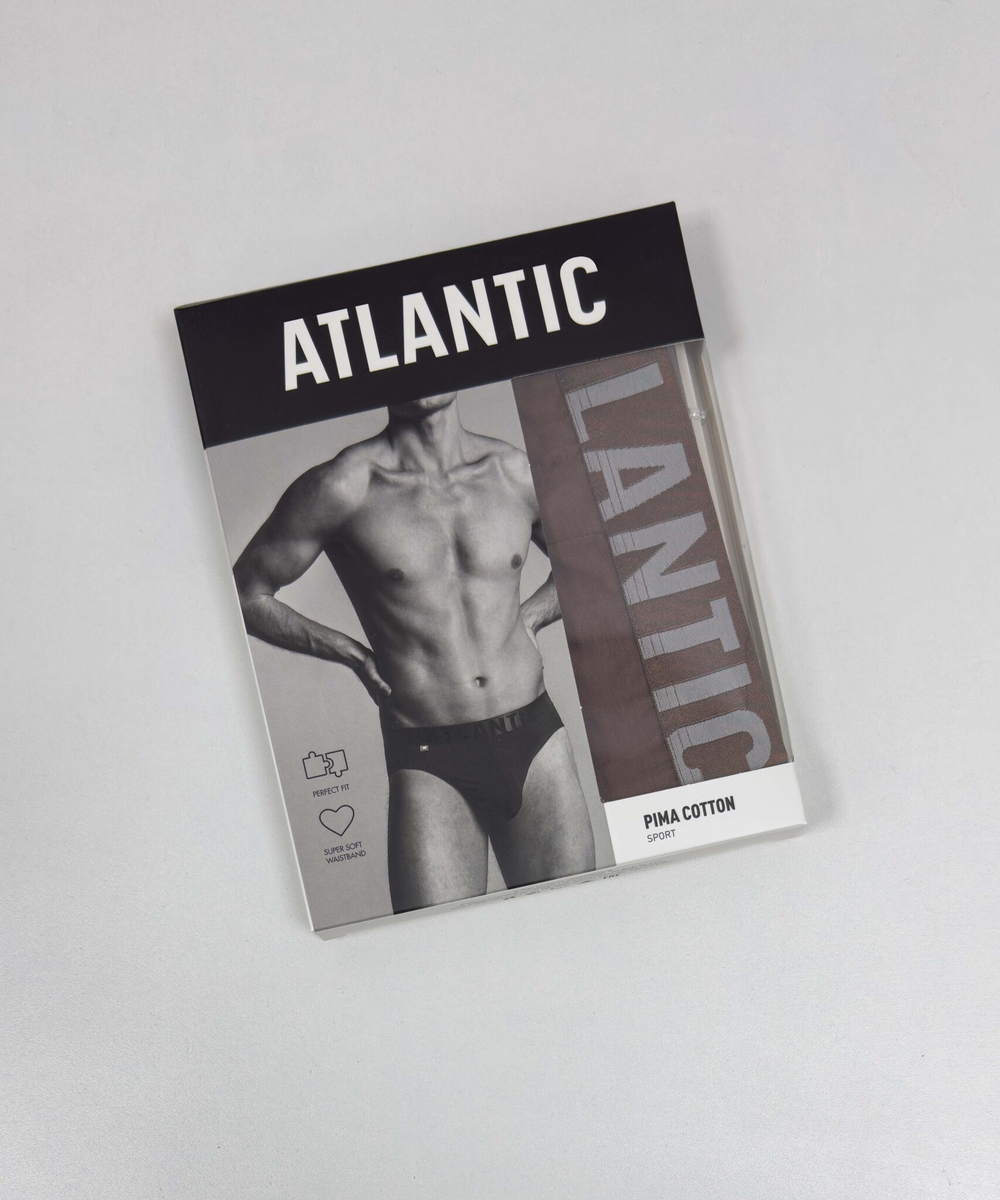 Мужские трусы слипы спорт Atlantic, 1 шт. в уп., пима хлопок, темно-бежевый, MP-1574