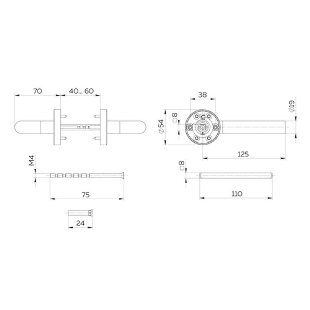 Ручка раздельная FUARO DSS-0201/19 INOX 201 BL-24 черный /64079/