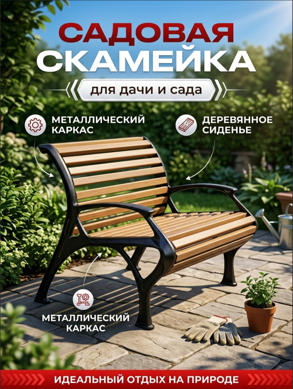 Скамейка садовая чугунная