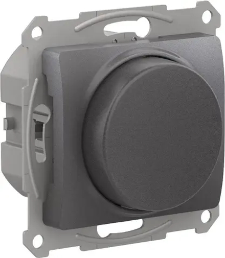 GLOSSA СВЕТОРЕГУЛЯТОР (диммер) поворотно-нажимной, LED, RC, 400Вт, механизм, ГРАФИТ