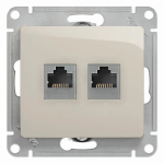 GLOSSA РОЗЕТКА двойная RJ11+RJ45 кат.5e, механизм, МОЛОЧНЫЙ