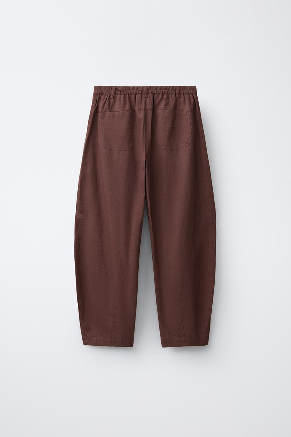ZARA БРЮКИ BARREL ИЗ ЛЬНА, КОРИЧНЕВЫЙ