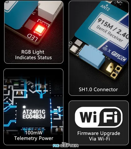 Приёмник GEPRC ELRS 915M/2.4G Gemini Xrossband