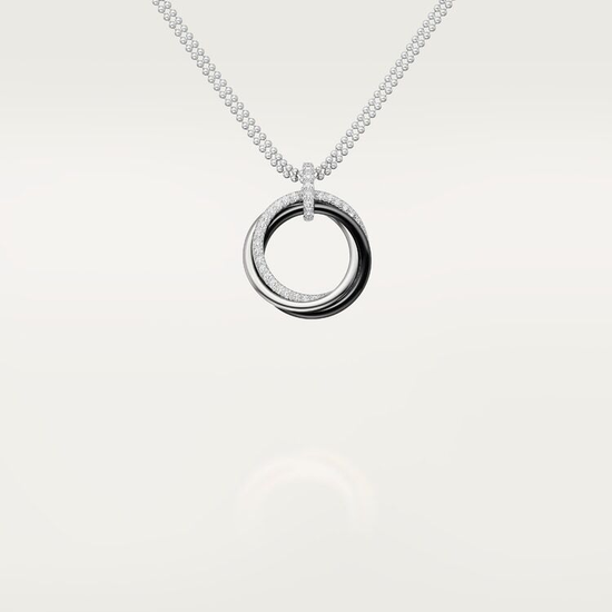 Подвеска Cartier Trinity в белом золоте с керамикой и бриллиантами