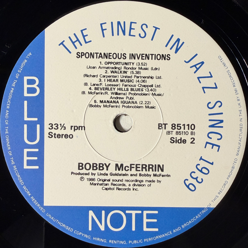 Bobby McFerrin ‎– Spontaneous Inventions (Англия 1986г.)