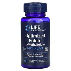 Life Extension Optimized Folate 1700 mcg DFE 100 tablets , Метил Фолат