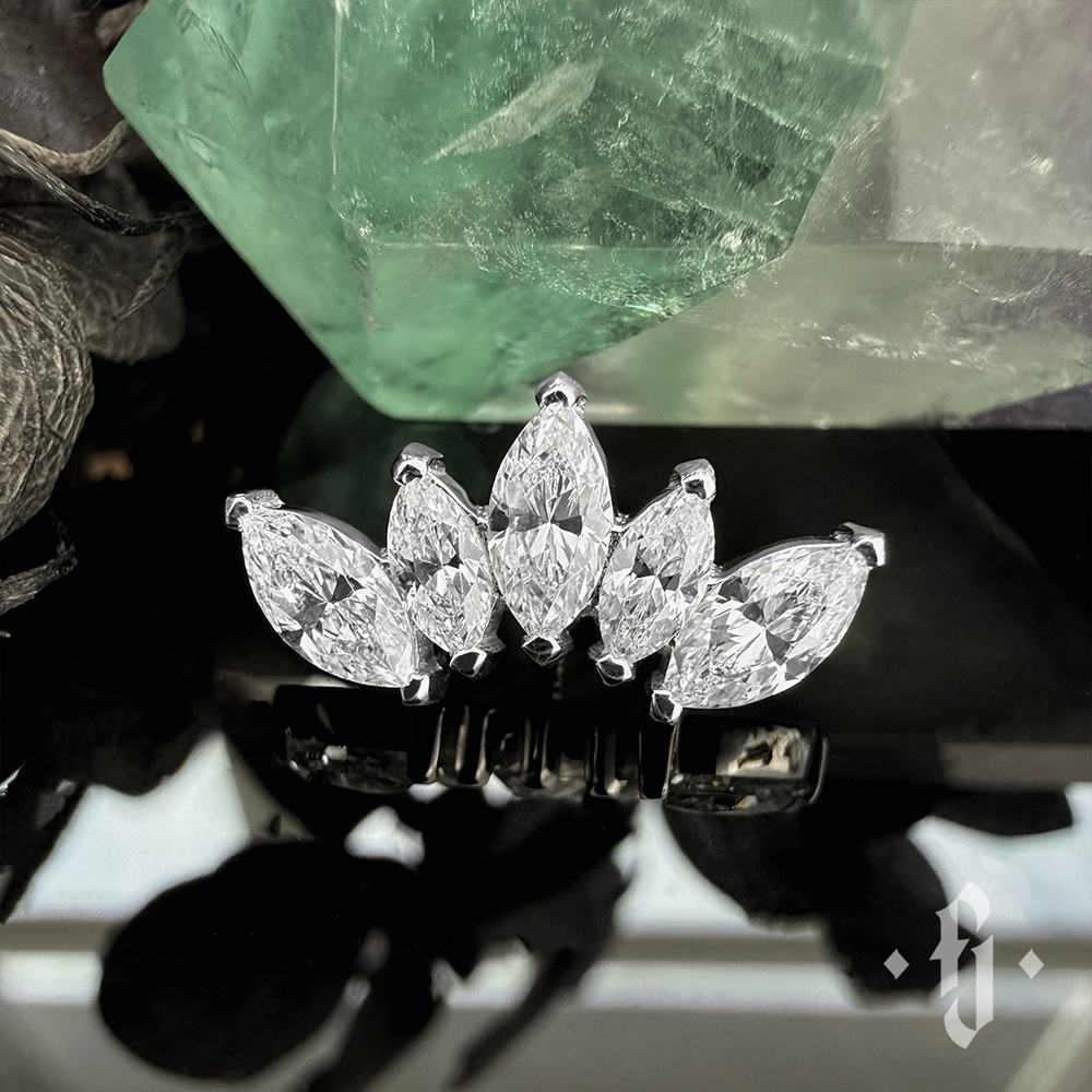 Кластер "Crown Marquise" - Белое золото - White CZ