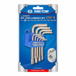Набор Г-образных ключей TORX с отверстием, T10-T50, 9 предметов KING TONY 20409PR