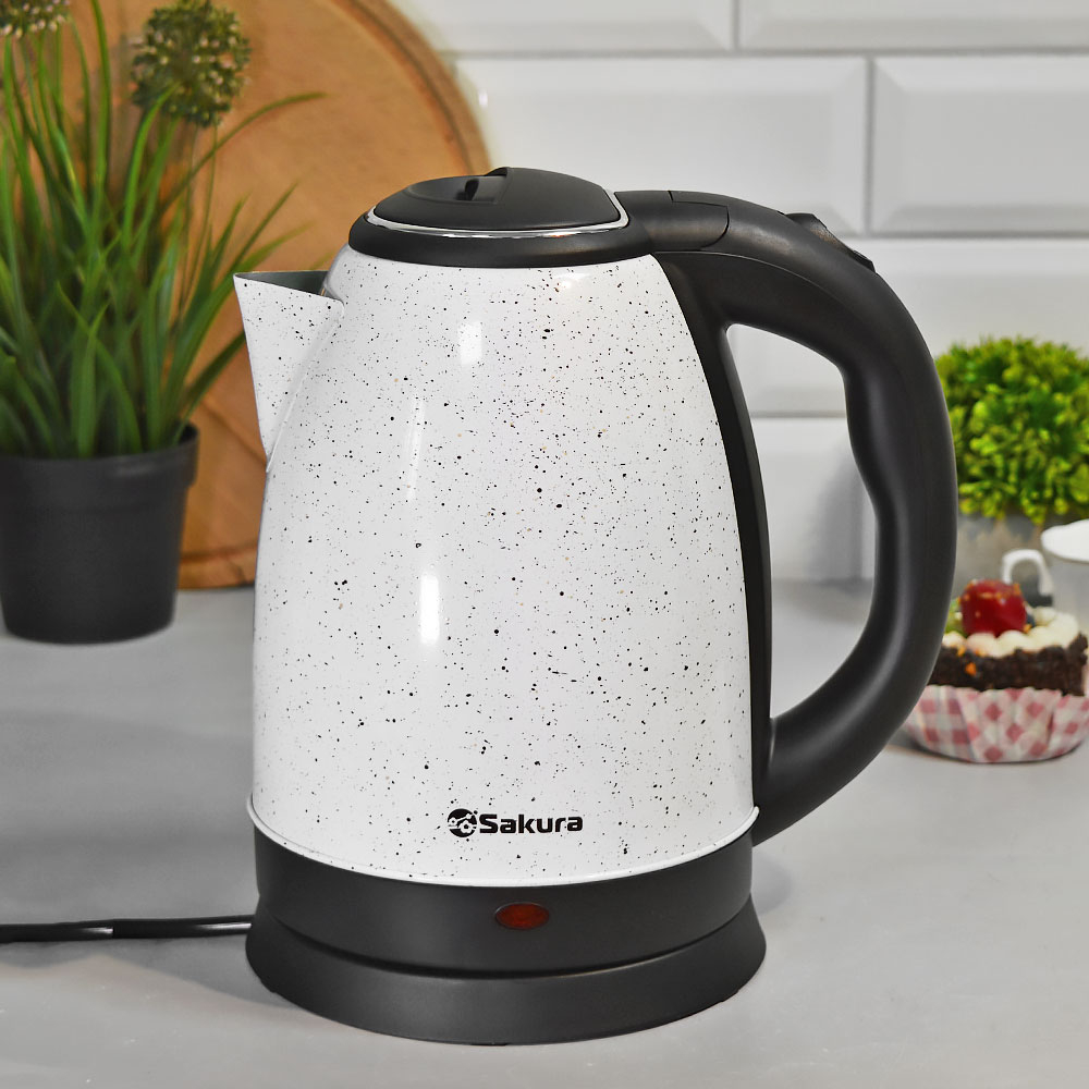 Чайник электрический 1,8л Sakura SA-2134DС, нерж, кремовый в крапинку