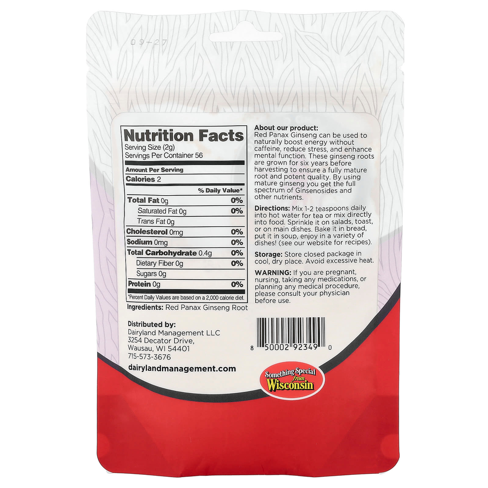Dairyland Ginseng, красный женьшень обыкновенный, в порошке, 118 мл (4 унции)