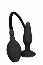 Чёрная анальная втулка с функцией расширения Large Inflatable Plug - 14,5 см. (Цвет: черный)