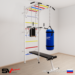 Шведская стенка Sv Sport 5562 (Турник рукоход/Брусья/Скамья/Канат/Трапеция/Цепь/Мешок 22кг)