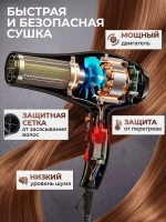 Фен для волос профессиональный мощный с насадками 6500 Вт