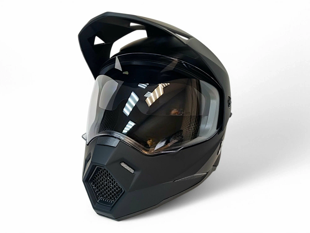 Шлем KIOSHI Fighter 802 мотард с очками (Матовый черный, XL)