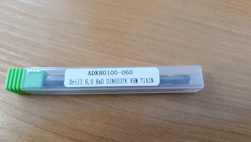 Сверло 6,0 8xD DIN6537K VHM TiAlN ADK801-060