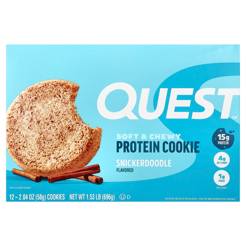 Quest Nutrition, протеиновое печенье, со вкусом печенья сникердудл, 12 шт по 58 г (2,04 унции)