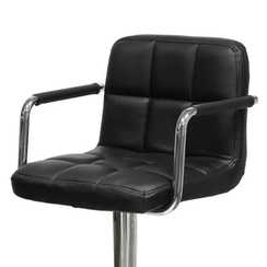 Барный стул Barneo N-69 Kruger Arm / Chrome / PU черная кожа / (10*10/415)