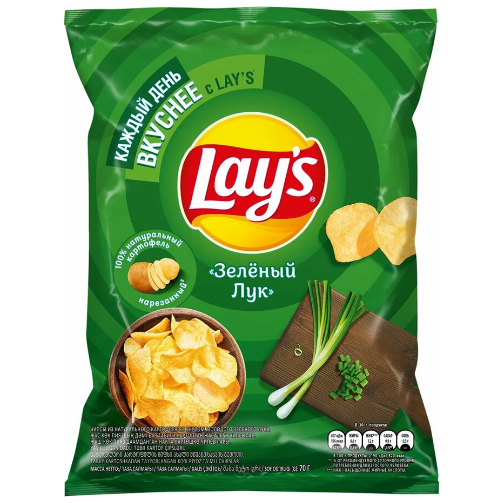 Чипсы картофельные LAY'S Зеленый лук 225гр