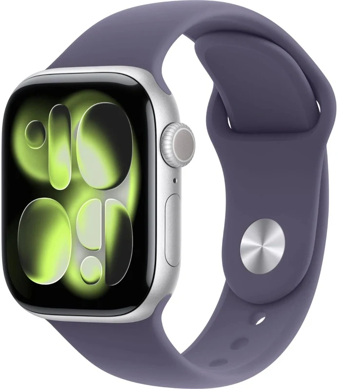 Умные часы Apple Watch Series 11, 46mm, Silver, ремешок Purple Sport Band S/M