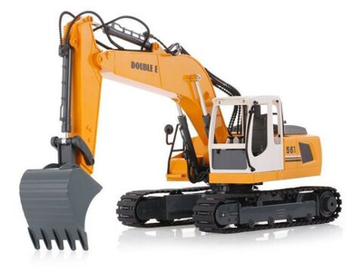 Радиоуправляемый экскаватор Double Eagle 1:16 с металлическим ковшом и отбойным молотком, для детей и строительных игр