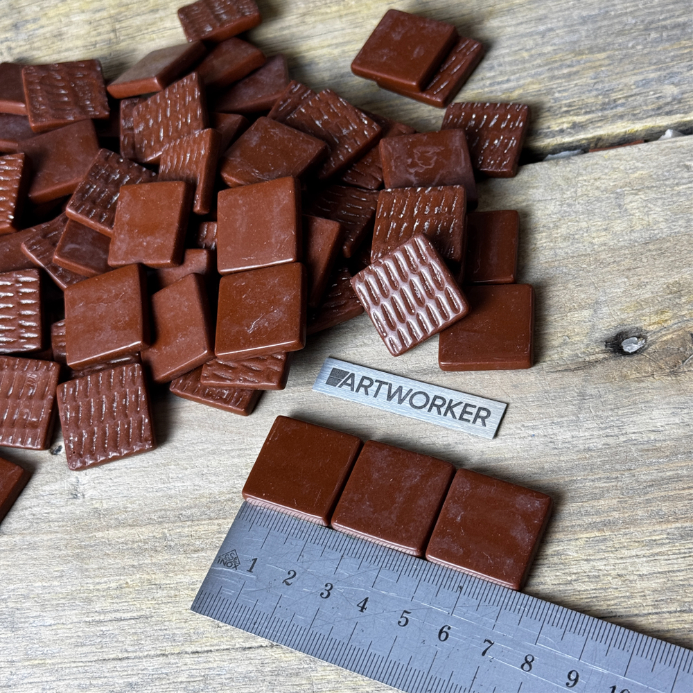 FLORY24 D19 Стеклянная коричневая плитка 24х24х4 мм, 0,5 кг для мозаики