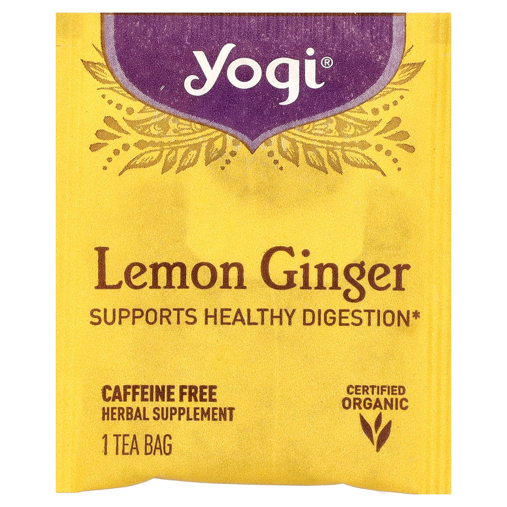 Yogi Tea, лимон и имбирь, без кофеина, 16 чайных пакетиков, 36 г (1,27 унции)