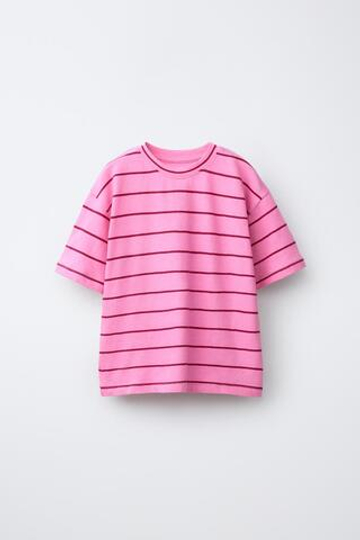 ZARA ФУТБОЛКА В ПОЛОСКУ, РОЗОВЫЙ